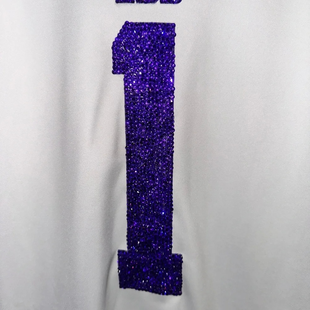 Rhinestone Bedazzled LSU football Nike white jersey